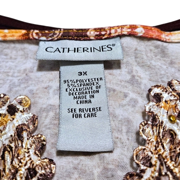 Catherines 3X Sleeveless Embellished Top Boho Baroque Paisley Gold Rhinestone - Picture 7 of 11